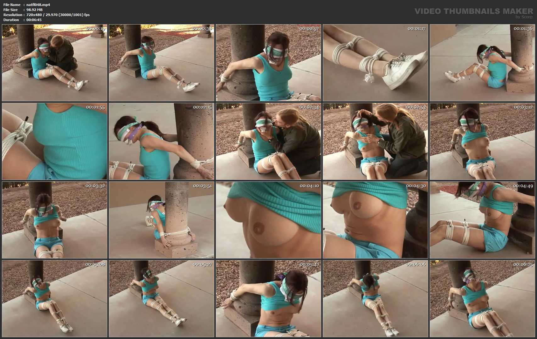 [DAMSEL STYLE BONDAGE & BONDAGE SEX VIDEOS] Blindfolded & Tied Outdoors in Shorts & Keds. Featuring: Natasha Flade [SD][480p][MP4]